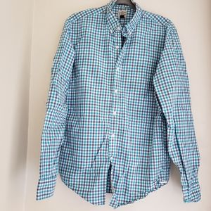 J. Crew medium blue plaid long-sleeved button-down shirt